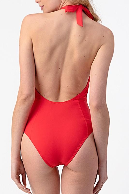 red wrap swimsuit