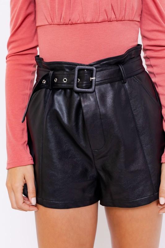 high waisted black paperbag shorts