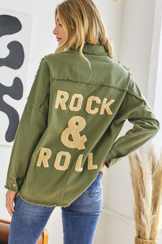 Kailea Rock & Roll Frayed Jacket - Olive
