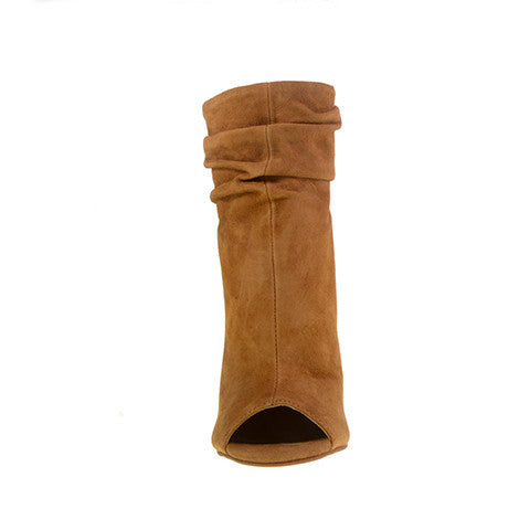 camel open toe booties