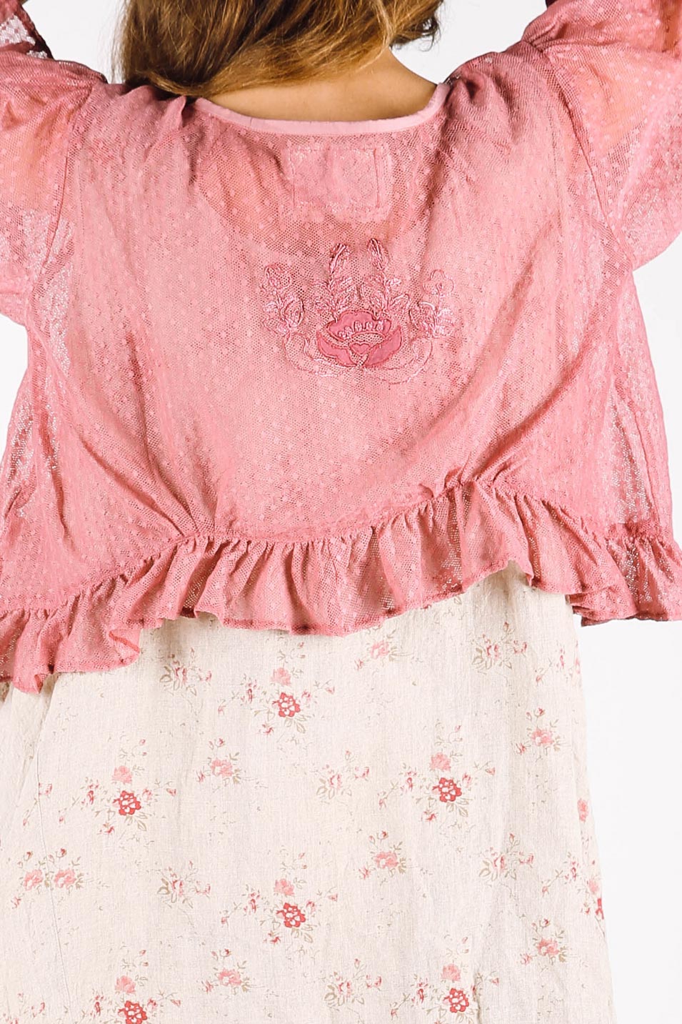 Lightweight Embroidered Pink Jacket Karine Jacket Rose Cotton Net Heart S Desire Clothing