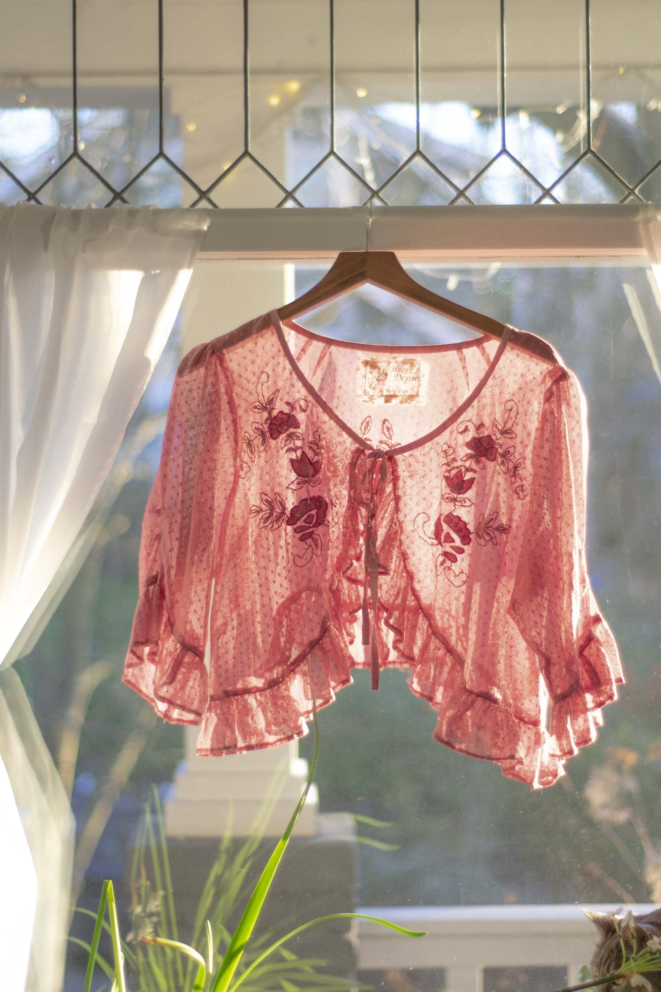 Lightweight Embroidered Pink Jacket Karine Jacket Rose Cotton Net Heart S Desire Clothing