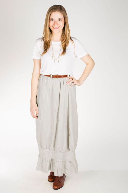 Cropped Linen Pants with Ruffles - Janis Bloomer Crop, USA