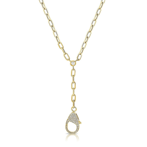 14K Gold Paper clip with Diamond Large Lock Necklace – David's