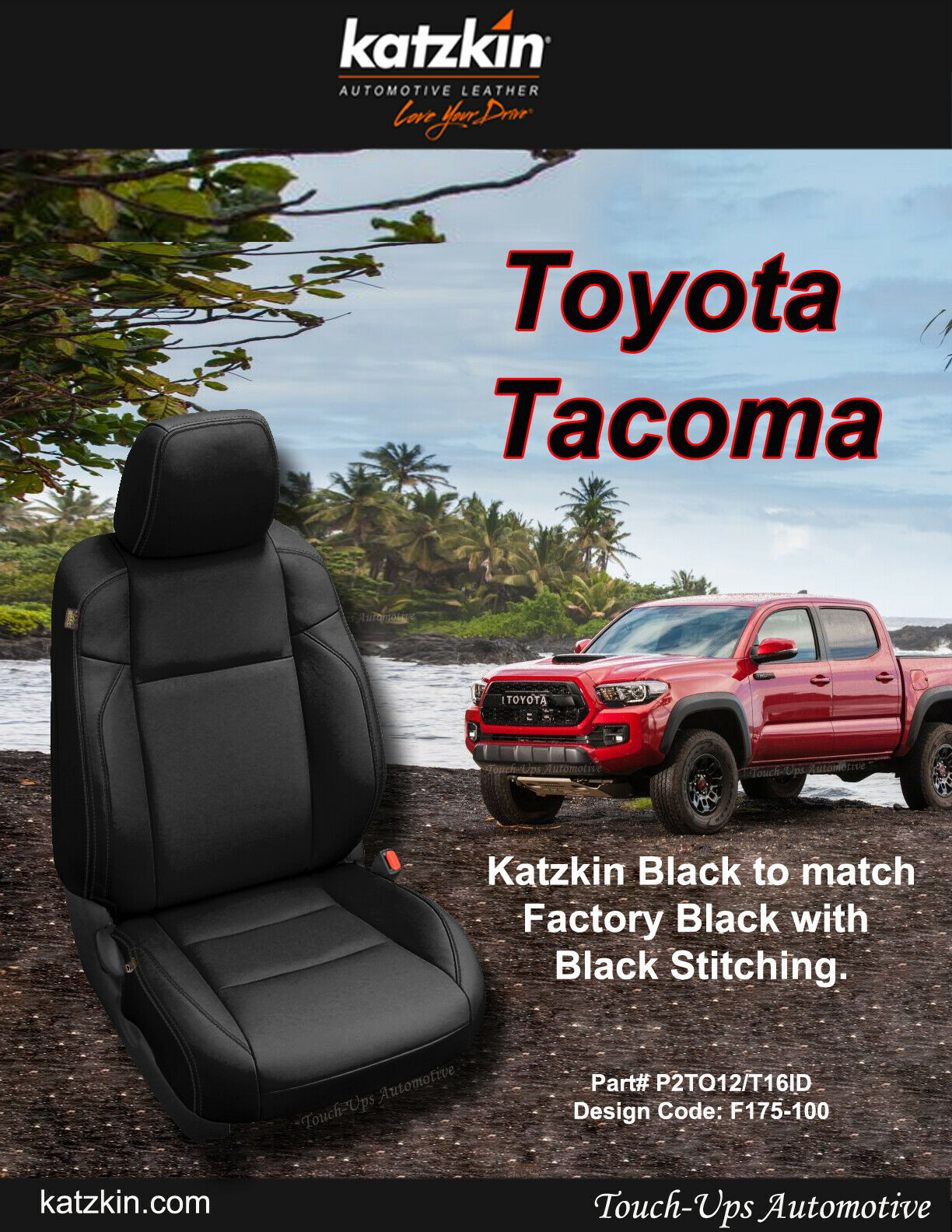 20 21 Toyota Tacoma Double Cab Katz Black Leather Seat Covers Elect Touch Ups 