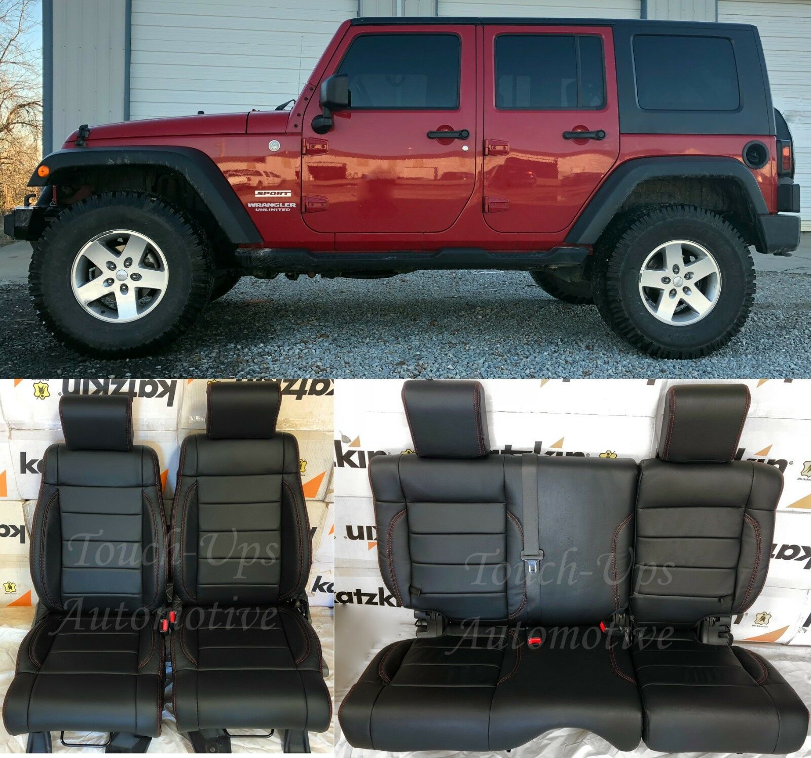 2008 2009 2010 Jeep Wrangler Katzkin Leather Seat Covers Kit Black Sal –  Touch-Ups