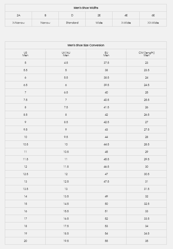 FOOTWEAR SIZE GUIDE – Jim Kidd Sports