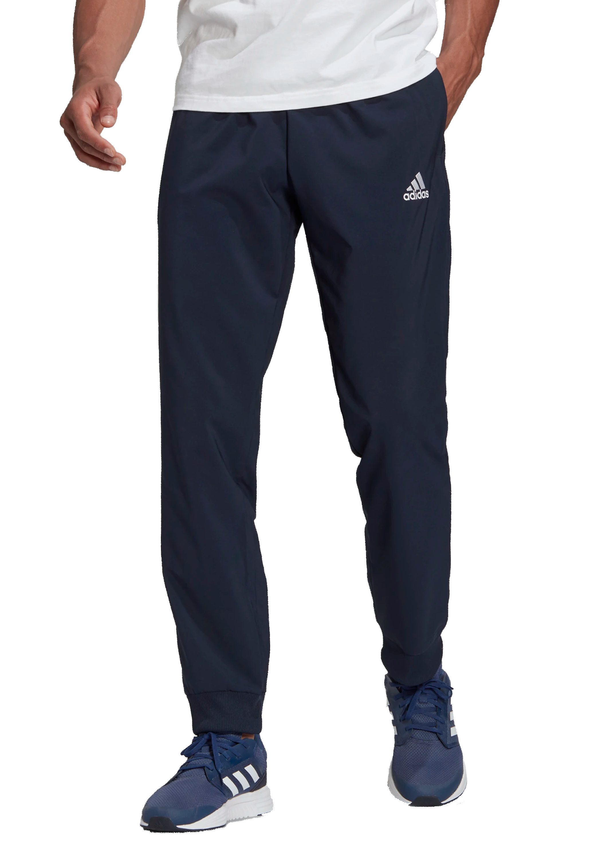 ADIDAS MENS AEROREADY ESSENTIALS STANFORD TAPERED CUFF EMBROIDERED SMA ...