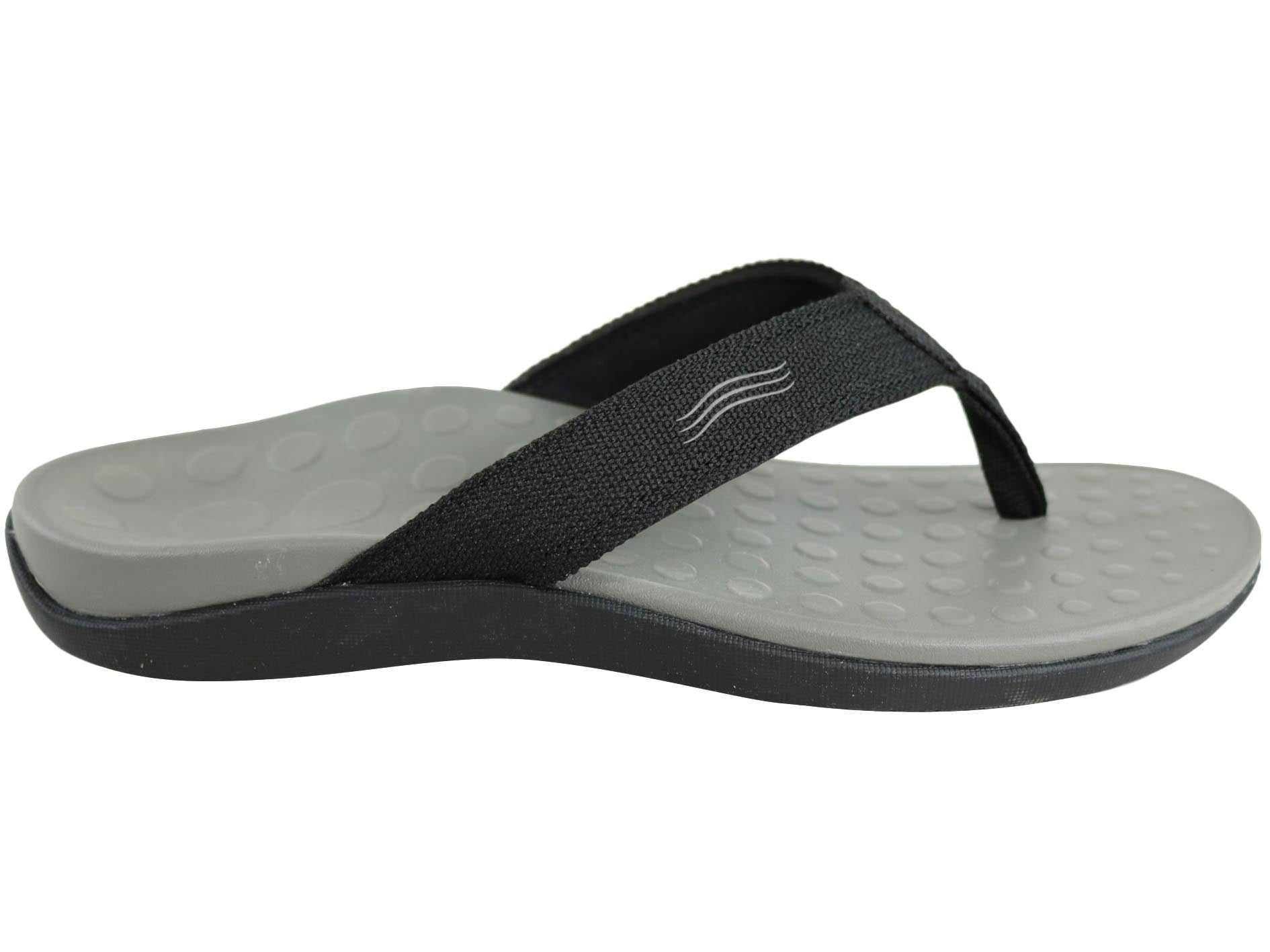 ORTHAHEEL MENS WAVE II THONGS IN BLACK 