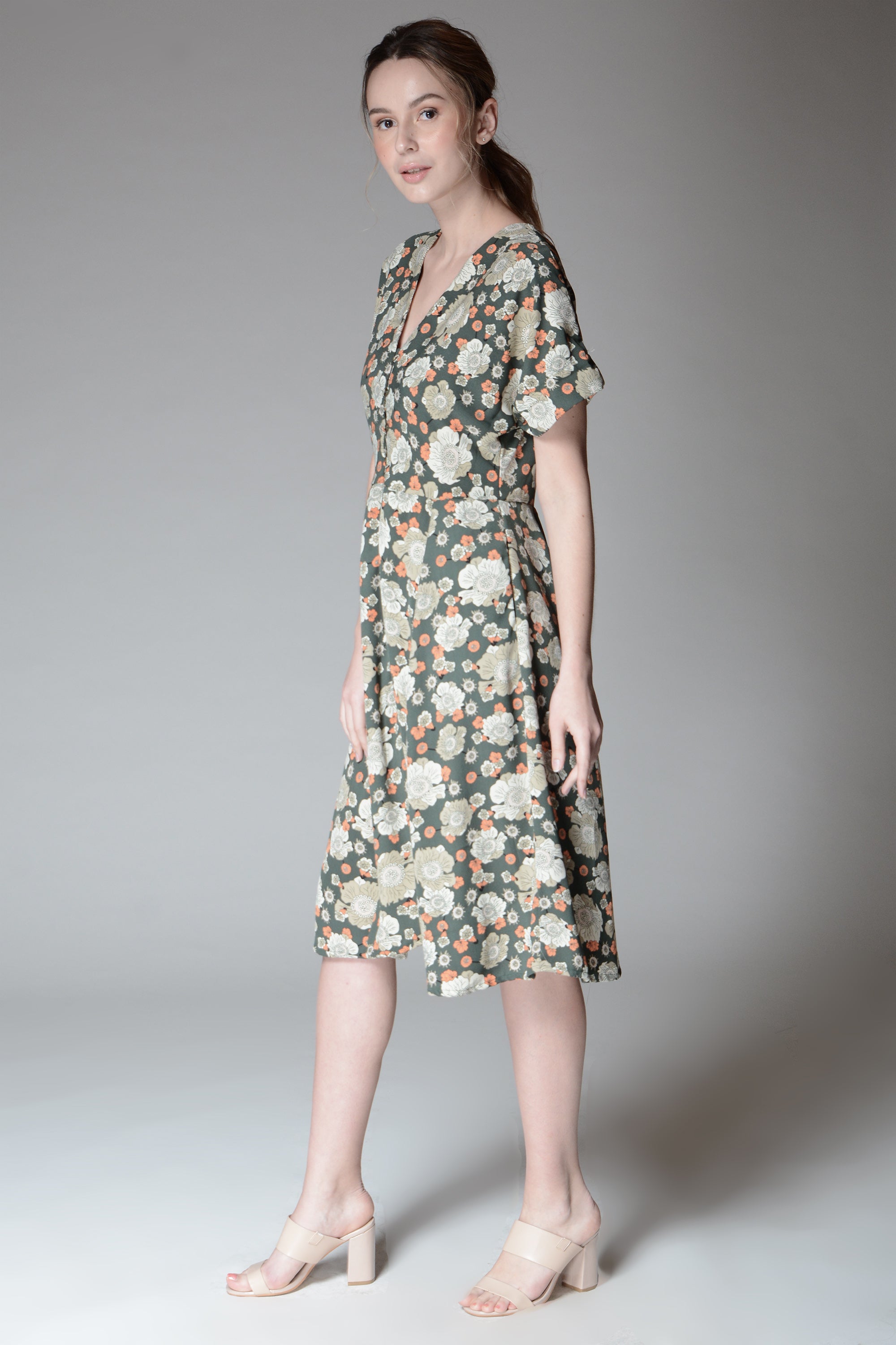 FINSBURY Button Loop Dress (Retro Print) - HEMLOCK CLOTHING