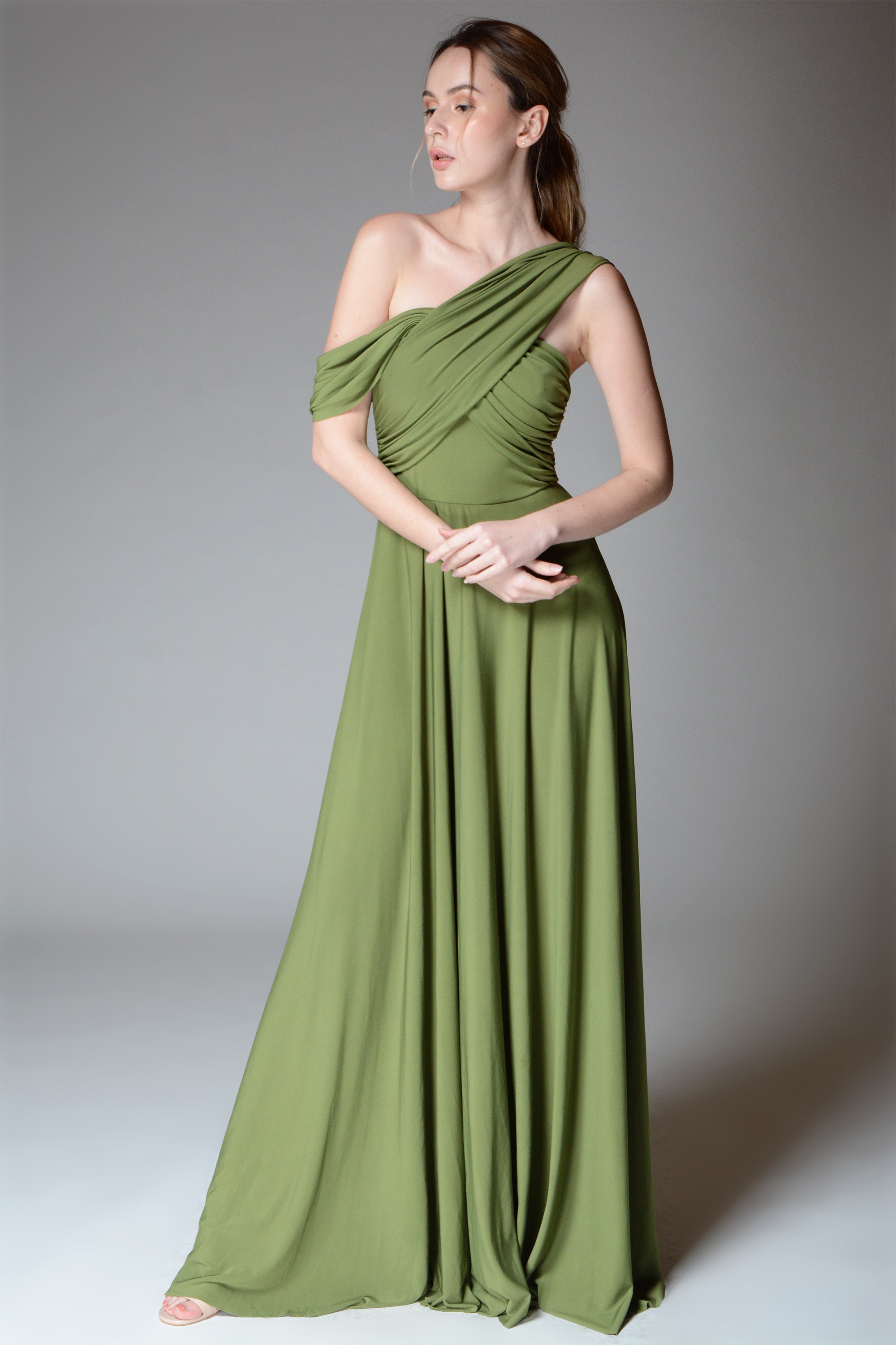 MARGOT Draped Strap Gown (Chartreuse) - HEMLOCK CLOTHING