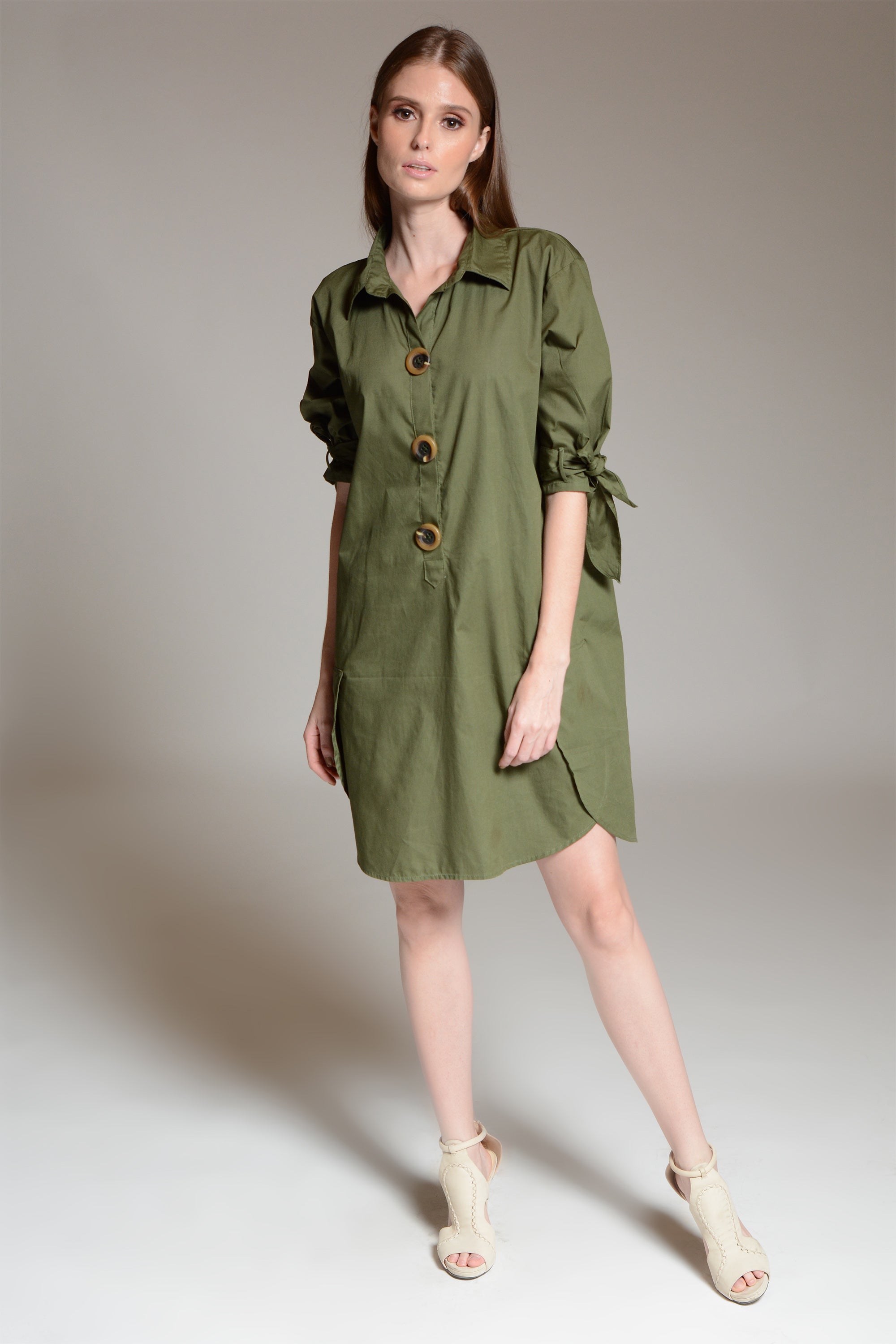 army green shirt dress