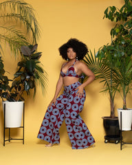 Byrgundy disc print pant and bralette