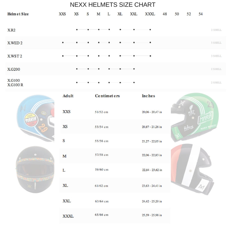 Nexx Helmet Size Chart