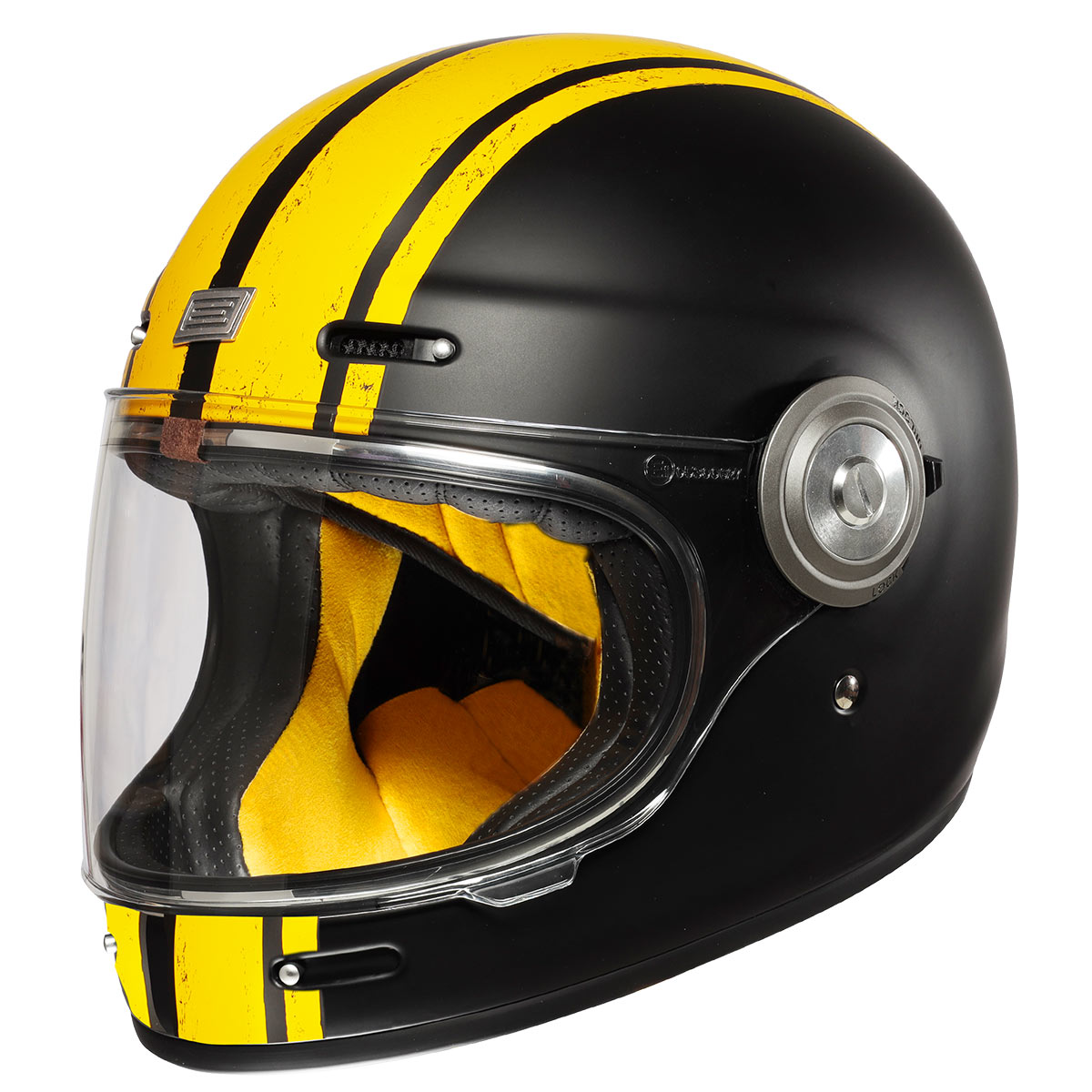 yellow motorcycle helmet