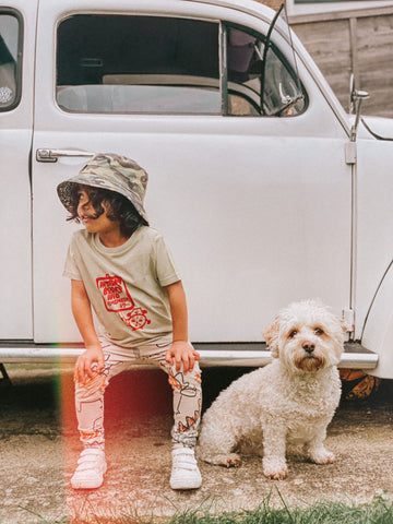 Child wearing Little Hotdog Watson Camo Bucket Hat