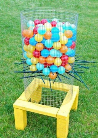 Childrens Party Games - balloon jenga for garden summer parties on Little Hotdog Watson blog