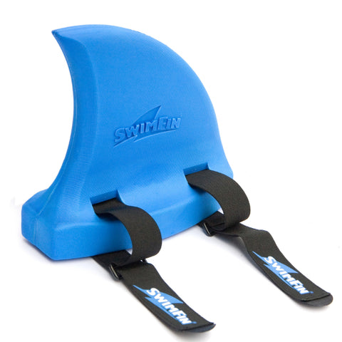 Swim Fin kids blue shark swimming aid as featured on Little Hotdog Watson
