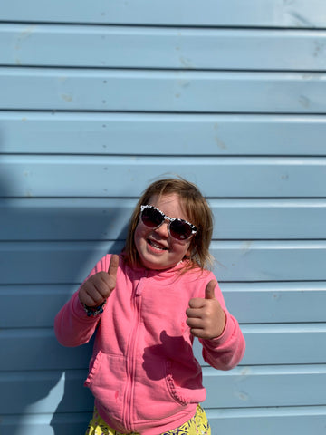 Little Hotdog Watson's owner with her thumbs up in Cromer