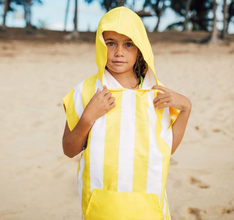 Child Wearing Dock & Day Yellow Poncho Towel