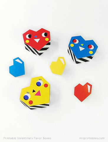 Mr Printable Free Kids Paper Party Love Heart Favour Boxes