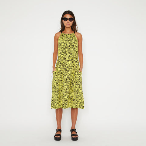 Neon Leopard Print Halter Midi Dress by Warehouse