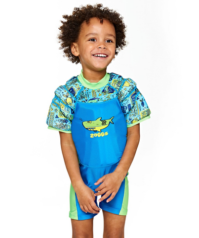 Child Wearing Zoggs Deep Sea Water Float Jacket