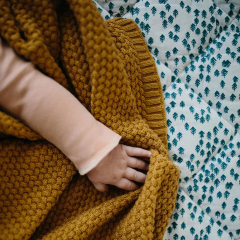 Baby mustard knitted blanket