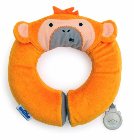 Orange Yondi Monkey neck pillow for children whilst travelling