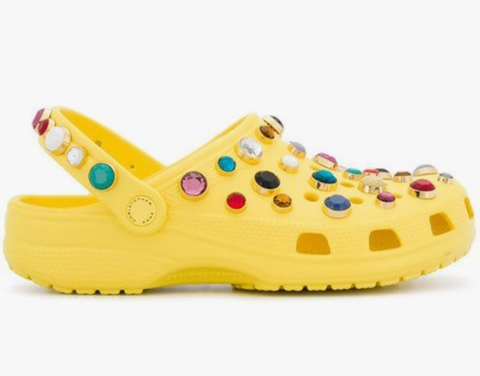 Yellow gem studded crocs for kids