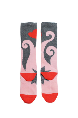 Pink and Grey patterned socks for kids as featured on Little Hotdog Watson blog