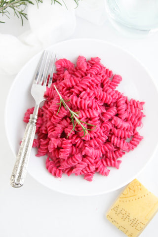 Beetroot Pink Fusilli Pasta Dish