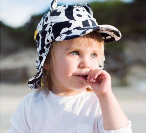 Panda Cub sun hat for kids as featured on Little Hotdog Watson's beach hat blog