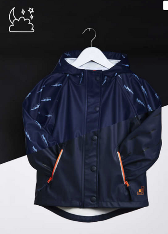 Colour changing kids raincoat in navy