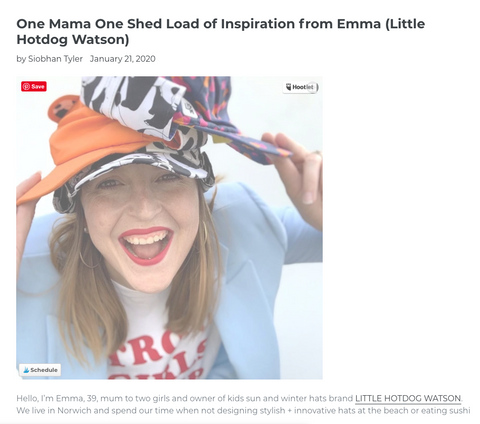 Emma Watson owner of Little Hotdog Watson wearing adults sun hats