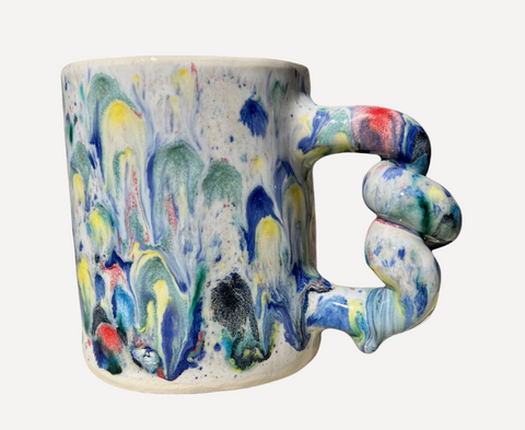 splatter mug with twisted handle 