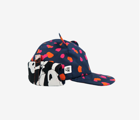 Little Hotdog Watson's  kids navy leopard sun hat with neck flap