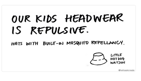 Poster saying our Kids Headwear is Repulsive in black and white text
