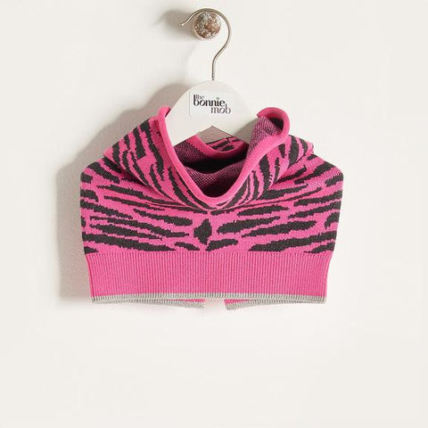 children's tiger pattern pink knitted snood as featured on little hotdog watson blog