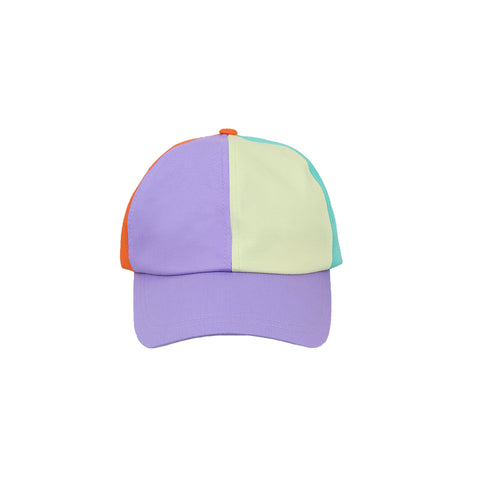 Front view of Little Hotdog Watson multi colour baseball cap for kids