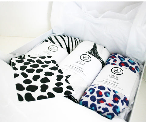 Animal print muslin cloths featured on Little Hotdog Watson blog