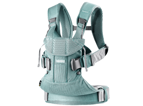 Baby Bjorn baby carrier in frost green as featured on Little Hotdog Watson blog