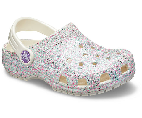 Silver glitter crocs as featured on Little Hotdog Watson