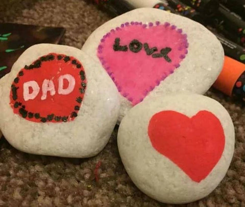 Valentine's theme rock painting craft activity as featured on little hotdog watson blog