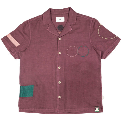 folk burgundy mens shirt 