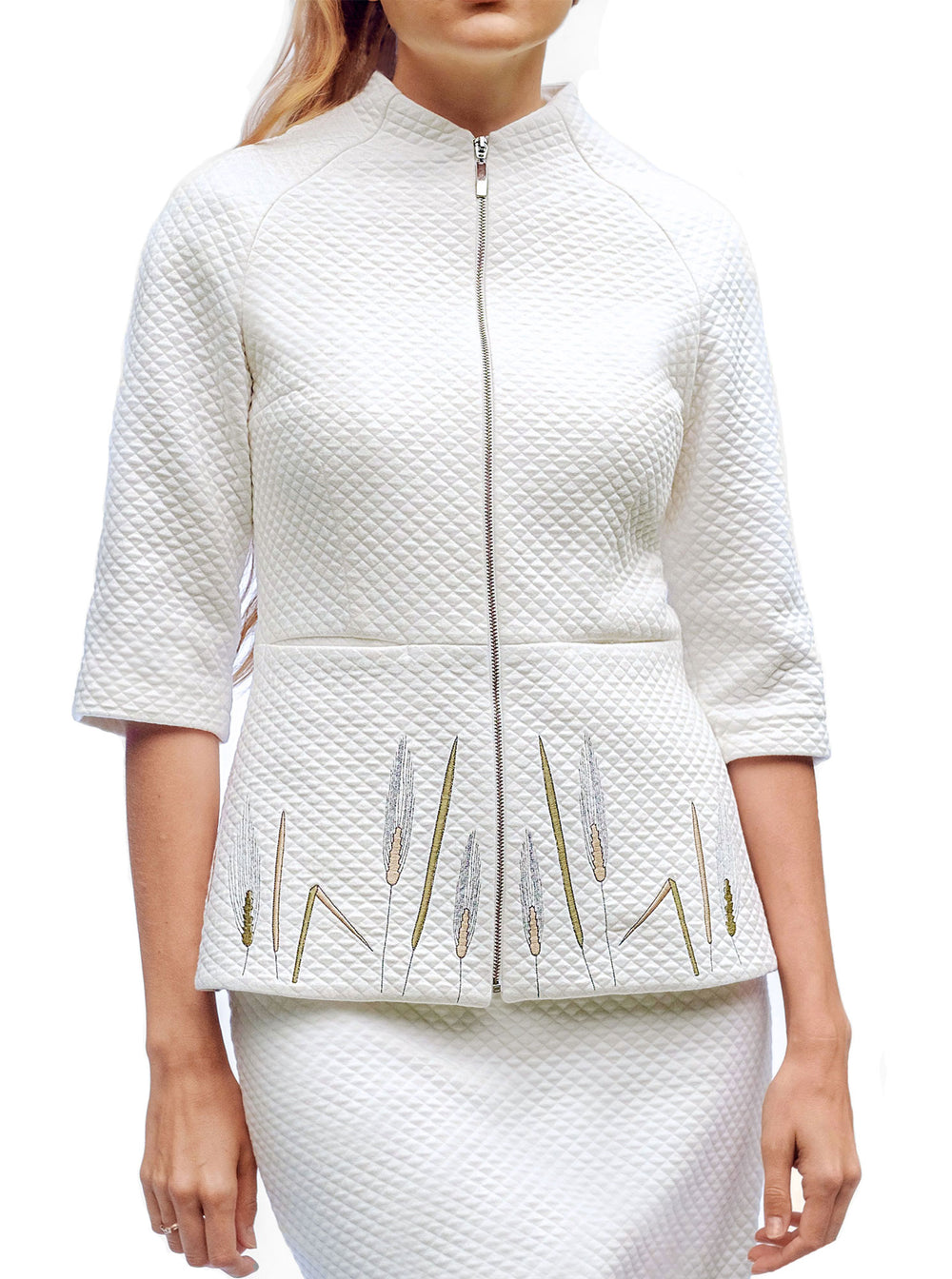 White Organic Cotton Embroidered Jacket – KiRiVOO