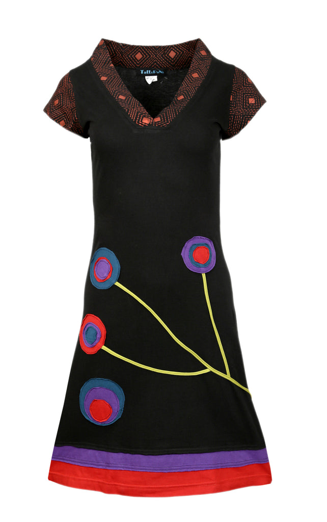 Short Sleeved Dress with Embroidery & Patch design