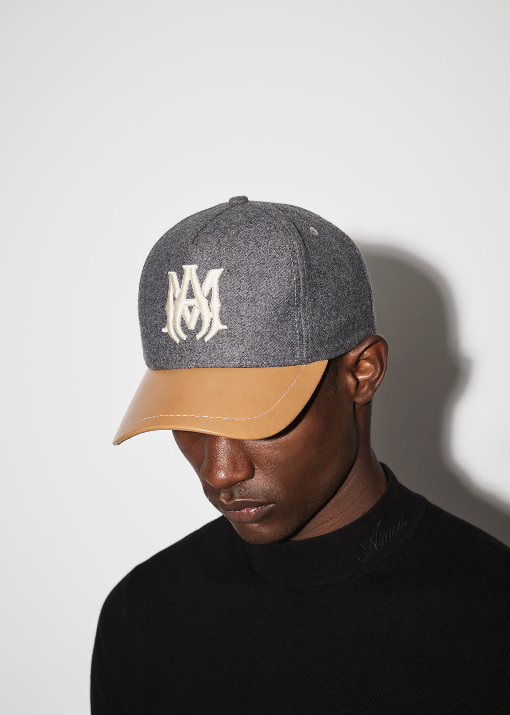 WOOL/LEATHER MA HAT - GREY – AMIRI