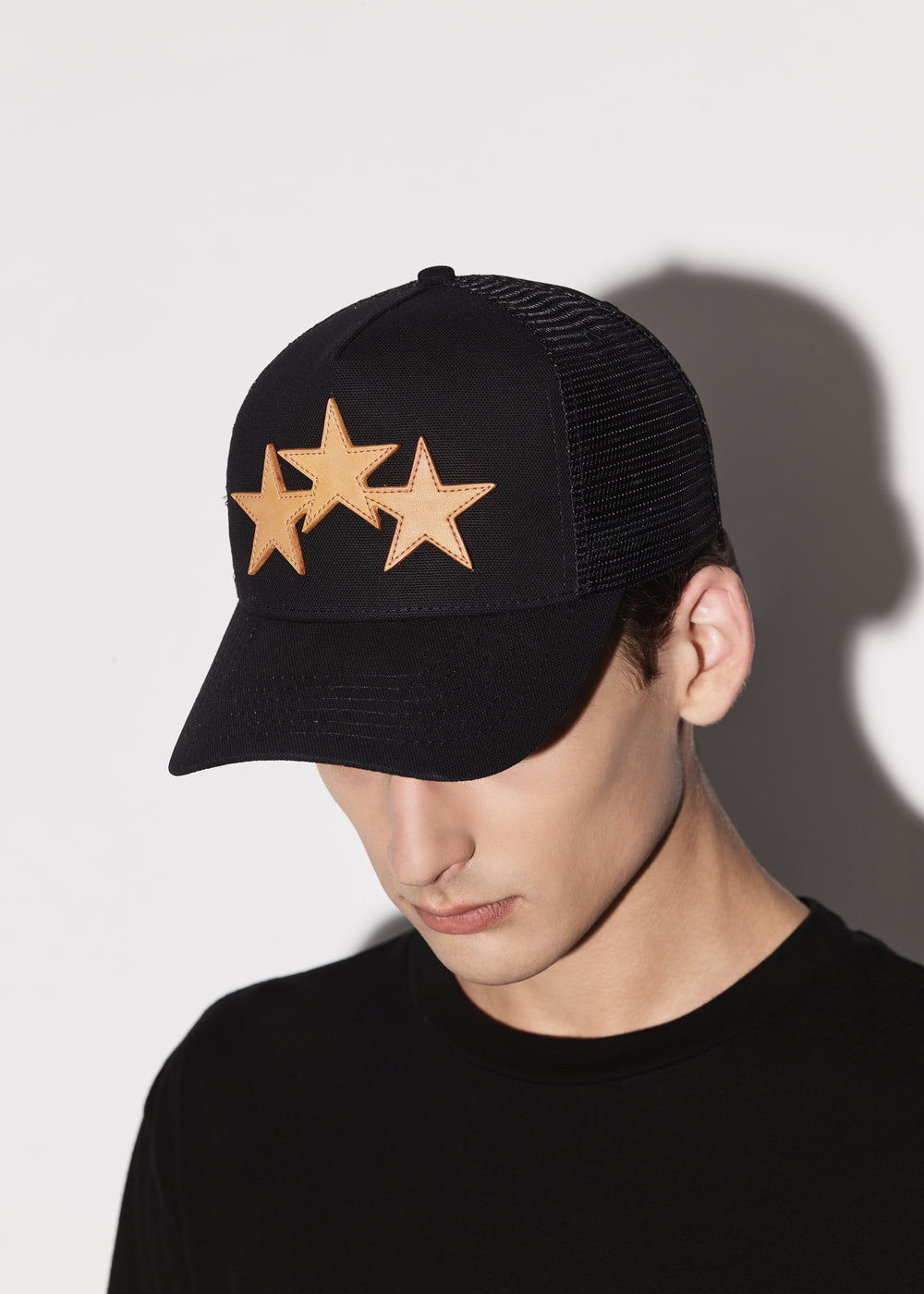 3 Star Trucker Hat Black Orange Amiri