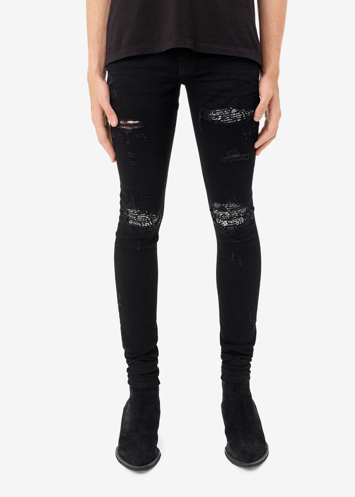 Denim Amiri - black ripped high waisted jeans roblox